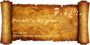 Pordán Ágnes névjegykártya