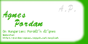 agnes pordan business card